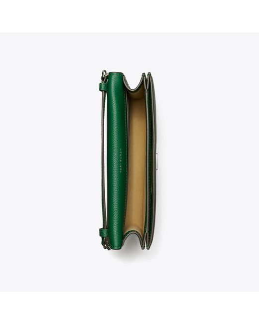 Tory Burch Green Pebble Envelope Chain Wallet, One Size