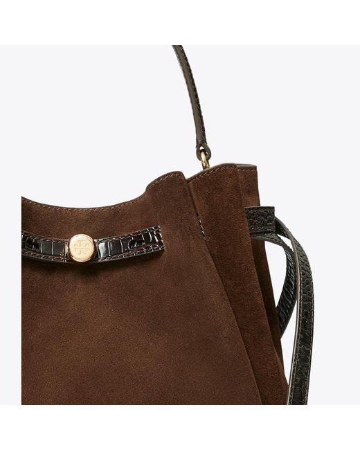Tory Burch Brown Romy Suede Bucket Bag, One Size