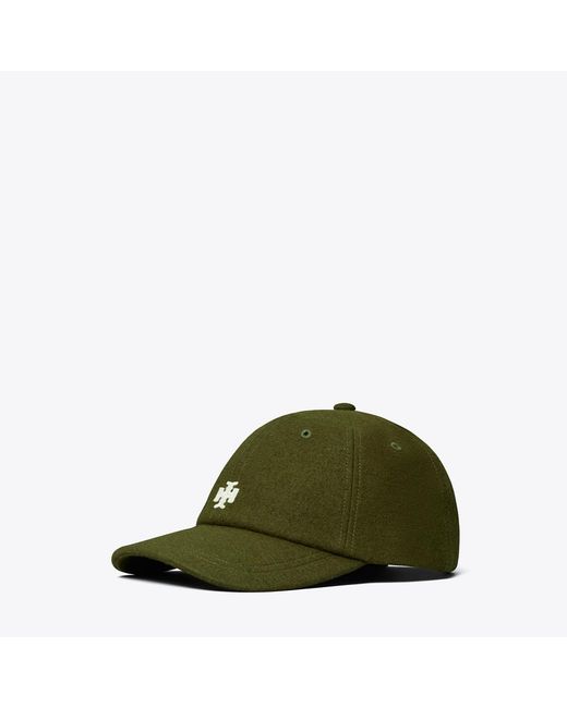 Tory Burch Green Wool Logo Cap, One Size
