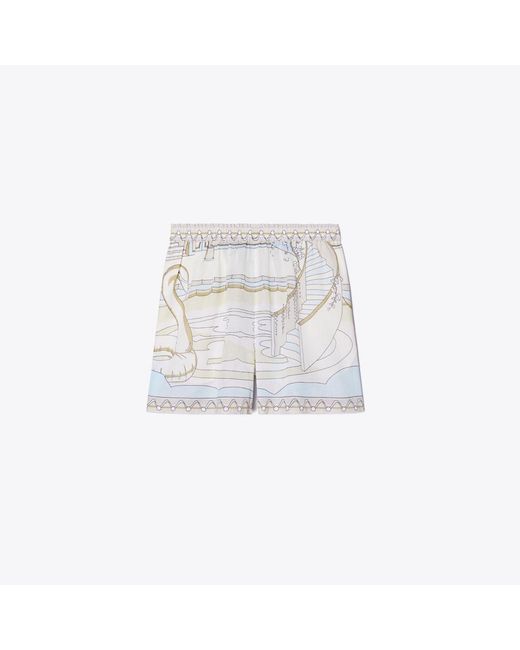 Tory Burch White Printed Camp Shorts