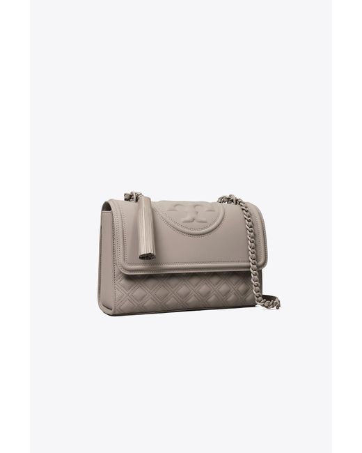 Tory Burch Fleming Small Convertible Shoulder Bag- Gray Heron