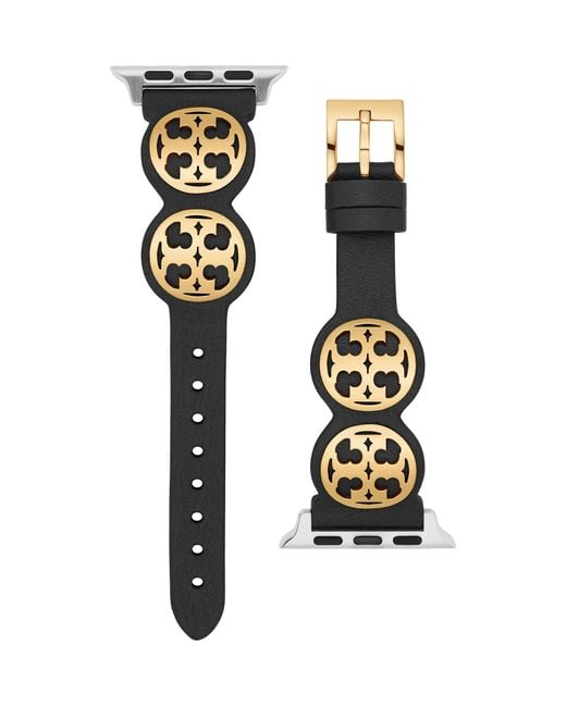 Tory Burch Miller Band For Apple Watch®, Black Leather, 38 Mm - 40 Mm