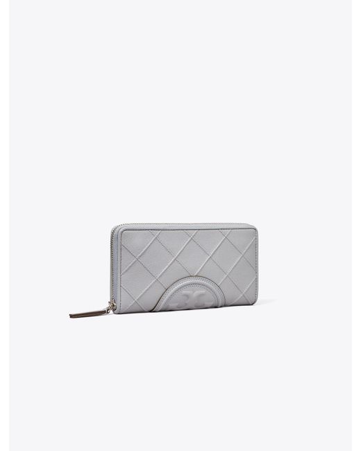 Tory Burch White Fleming Soft Polished-grained Zip Continental Wallet