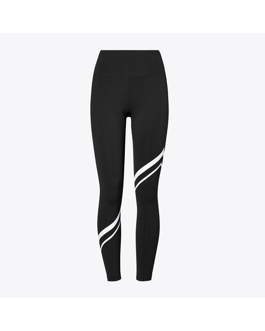 Tory Burch Black Sculpt Compression Diagonal Chevron Legging