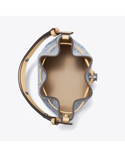 Tory Burch Blue T Monogram Denim Bucket Bag, One Size