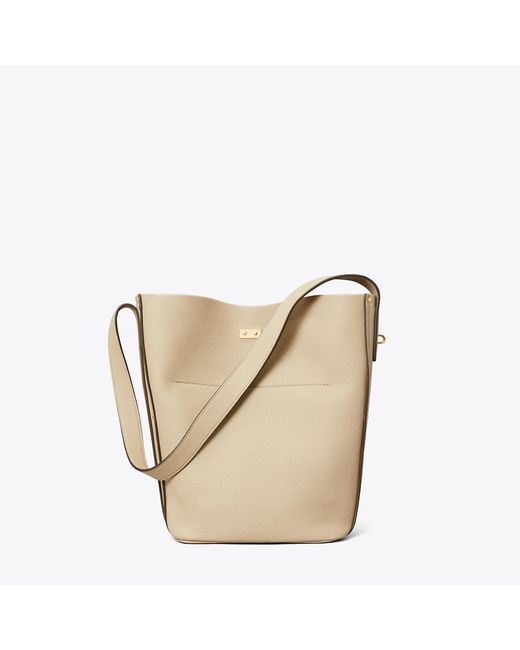 Tory Burch Natural Lock Slim Bucket Bag