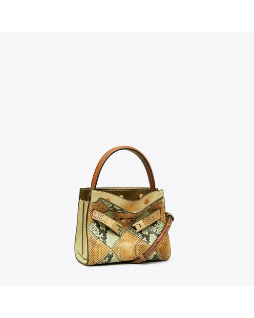 Tory Burch Metallic Petite Lee Radziwill Diamond Embossed Double Bag
