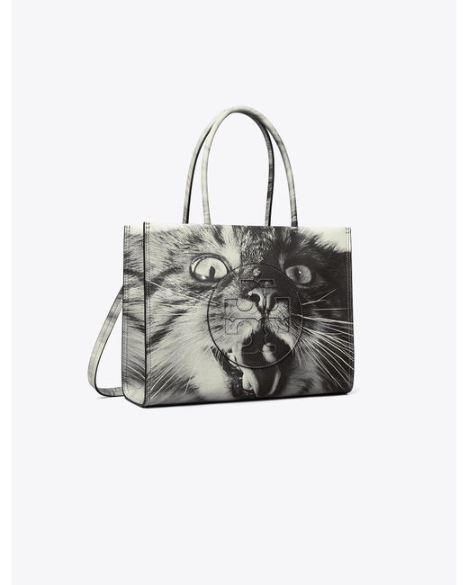 Tory Burch Gray Small Ella Bio Cat Print Tote