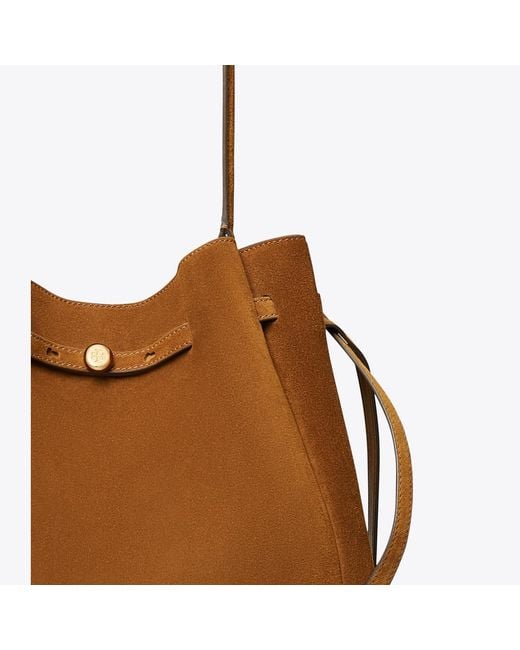 Tory Burch Brown Large Romy Suede Bucket Bag, One Size