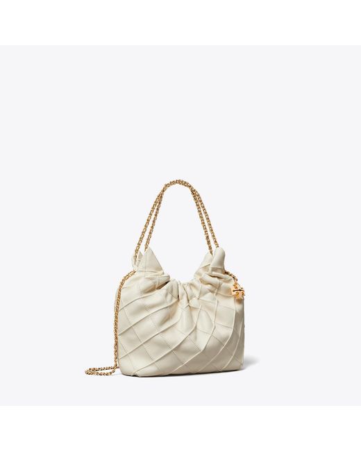 Tory Burch Natural Mini Fleming Soft Hobo Bag