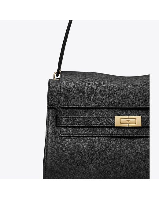 Tory Burch Black Large Lee Radziwill Shoulder Bag, One Size