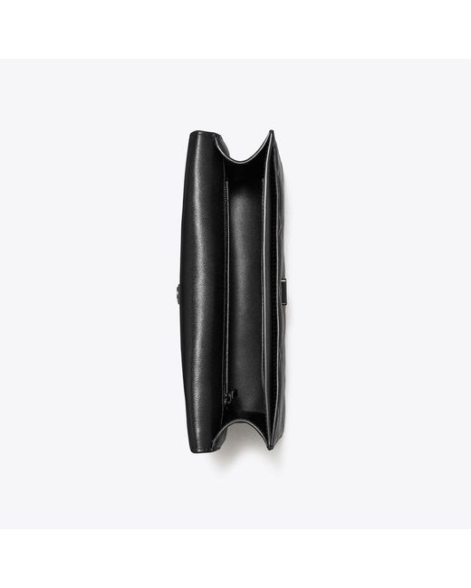 Tory Burch Black Small Fleming Polished-Grain Shoulder Bag, One Size