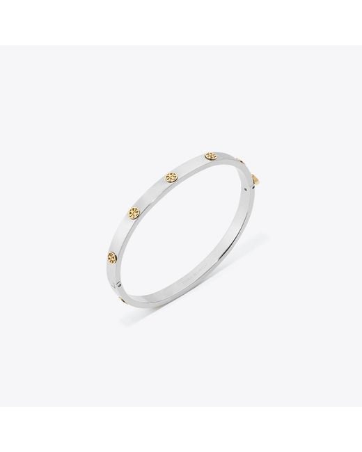 Tory Burch White Thin Icon Hinge Bracelet