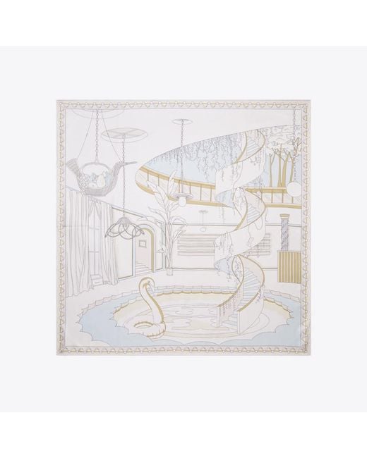 Tory Burch White The Pool Silk Square Scarf