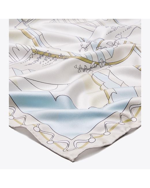 Tory Burch White The Pool Silk Square Scarf