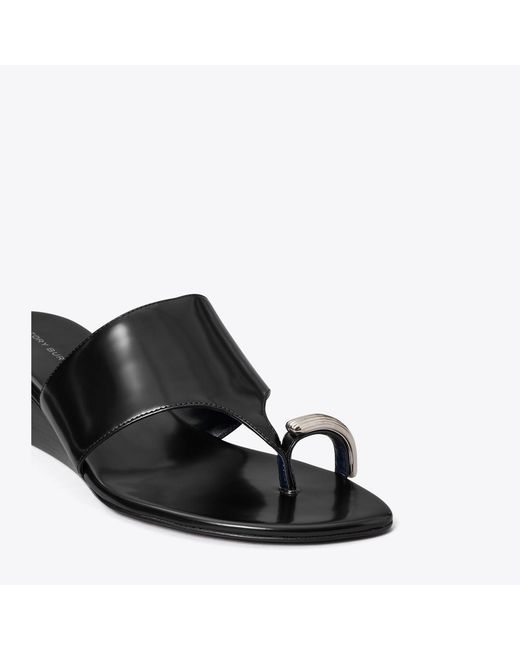 Tory Burch Black Pierced Wedge Sandal