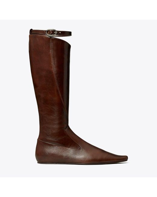 Tory Burch Brown Twisted Riding Boot