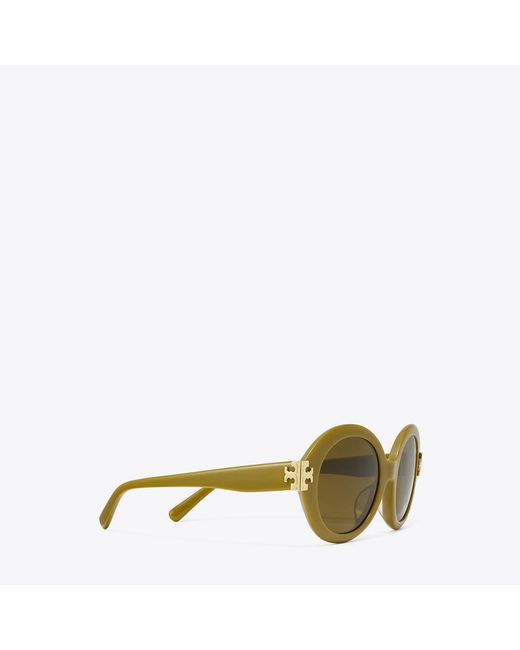 Tory Burch Green Eleanor Oval Sunglasses, One Size