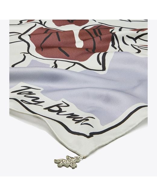 Tory Burch Metallic Cherubs Silk Square Scarf