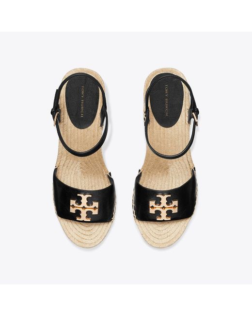 Tory Burch Black Eleanor Wedge Espadrille