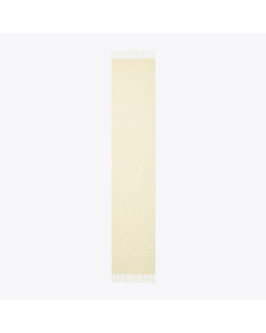 Tory Burch White T Monogram Oblong Scarf