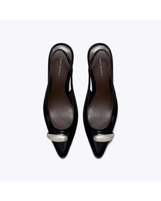 Tory Burch Black Pierced Slingback Heel