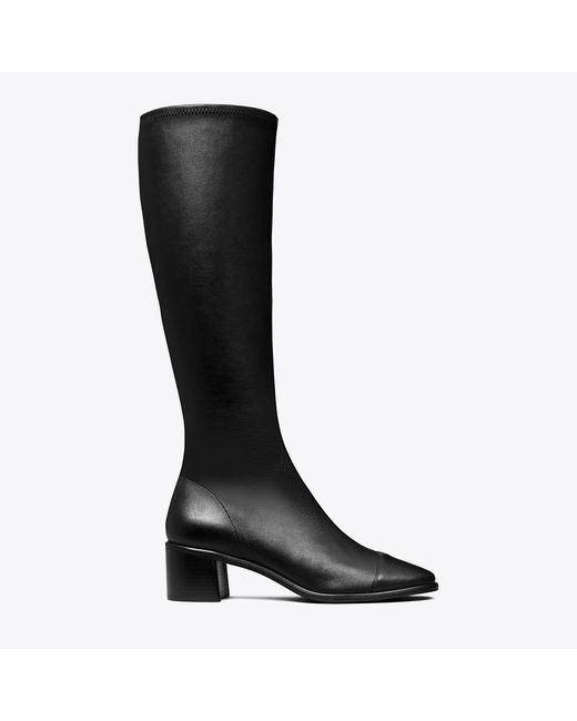 Tory Burch Black Cap-Toe Knee-High Boot