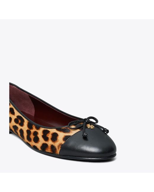 Tory Burch Brown Printed Calf Hair Ballet Flats