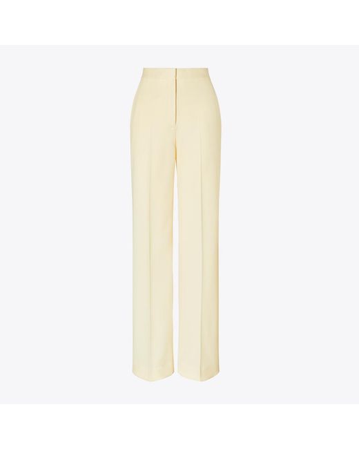 Tory Burch Natural Wide-Leg Wool Pant