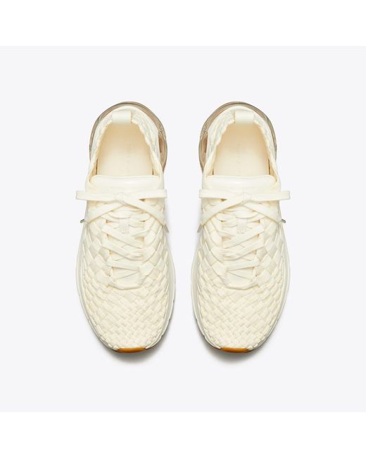 Tory Burch Natural Good Luck Woven Trainer Shoes, Leather/Rubber