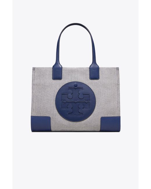 Tory Burch Ella Canvas Mini Tote in Blue | Lyst