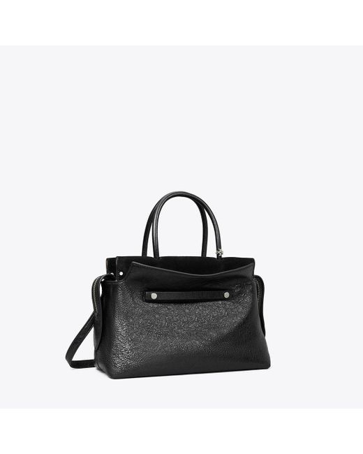 Tory Burch Black Mercer Distressed Satchel
