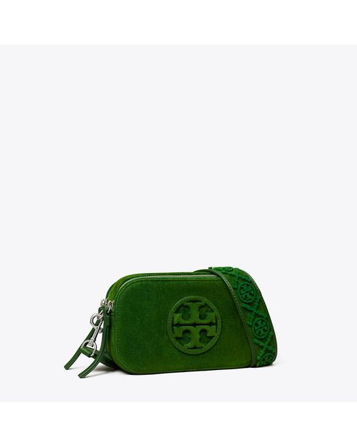 Tory Burch Green Mini Miller Flocked Crossbody Bag, One Size