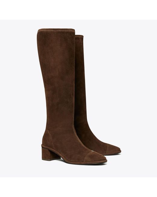Tory Burch Brown Cap-Toe Knee-High Boot