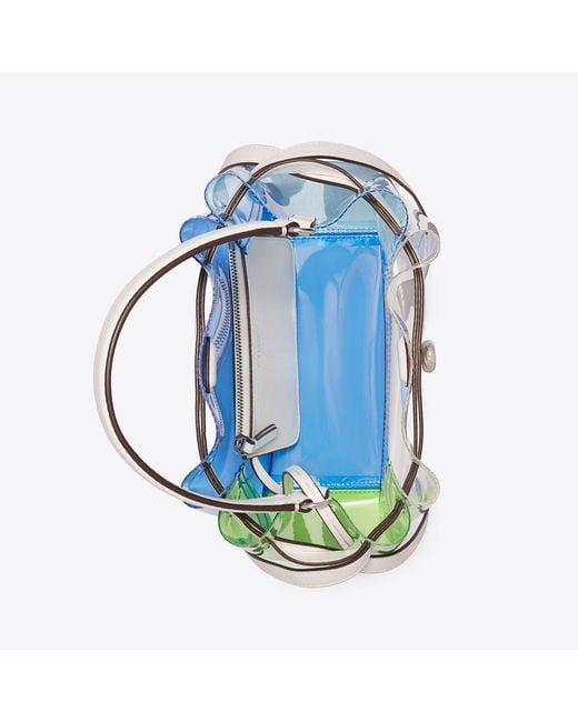 Tory Burch Blue Romy Color-Block Clear Bucket Bag