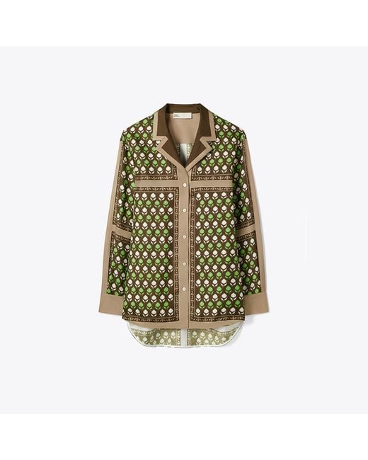 Tory Burch Green Silk Top