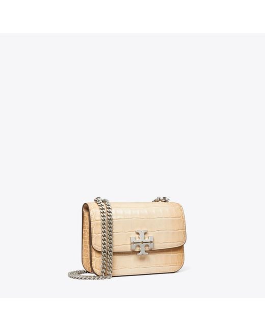 Tory Burch Natural Small Eleanor Croc-Embossed Bag