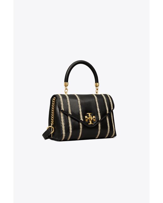 Tory Burch Small Kira Raffia Stripe Tophandle Satchel in Black Lyst