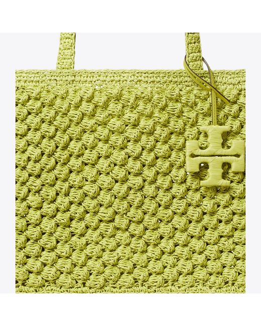 Tory Burch Green Small Ella Hand-Crocheted Popcorn Tote