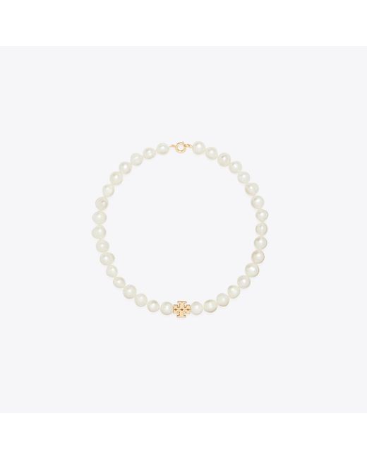 Tory Burch White Moondance Pearl Necklace, One Size