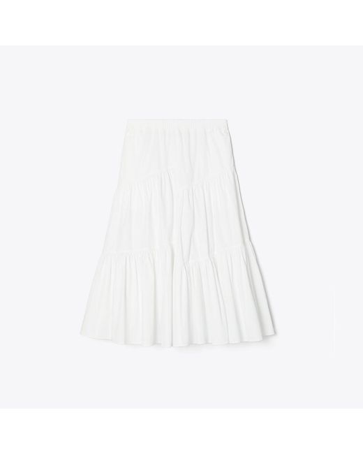 Tory Burch White Cotton Skirt