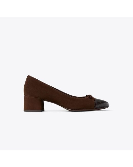 Tory Burch Brown Cap-Toe Pump