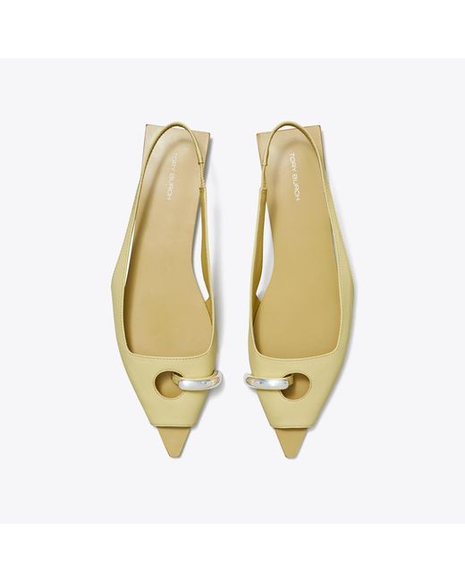 Tory Burch Yellow Pierced Slingback