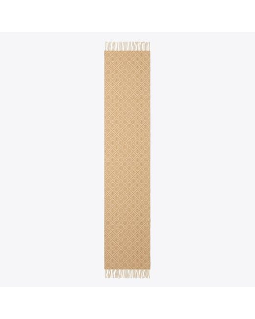 Tory Burch Natural T Monogram Oblong Scarf, One Size