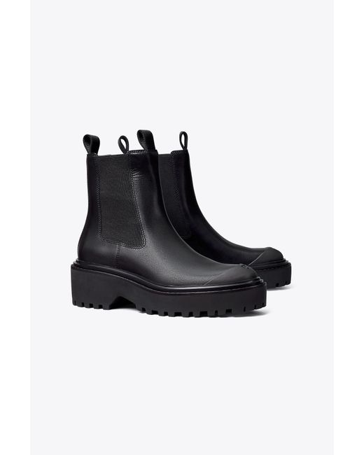 Tory Burch Black Chelsea Lug-sole Ankle Boot