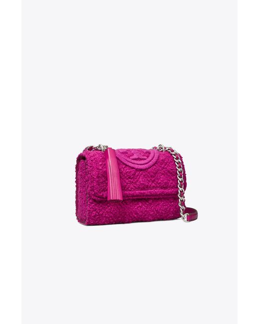 Tory Burch Small Fleming Bouclé Convertible Shoulder Bag in Pink Lyst