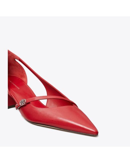 Tory Burch Red Double T Buckle D'Orsay Pump