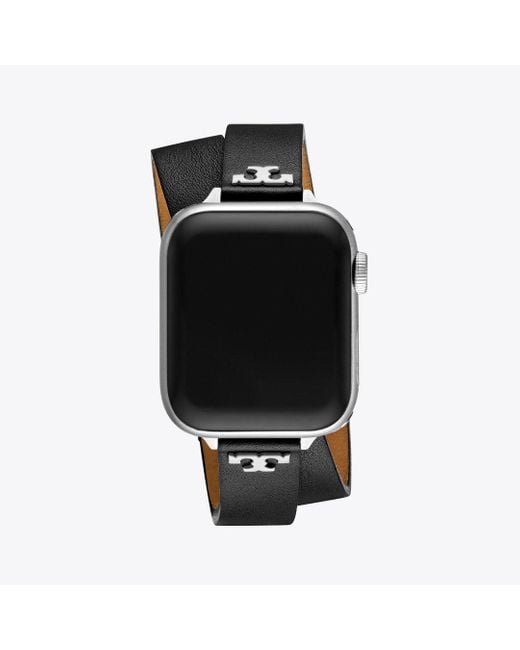 Tory Burch Black T Double Wrap Band For Apple Watch