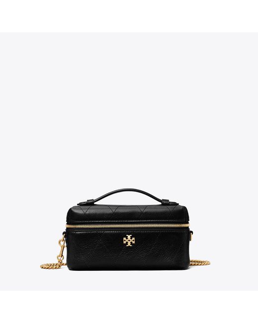Tory Burch Black Charlie Quilted East-West Vanity Case, One Size