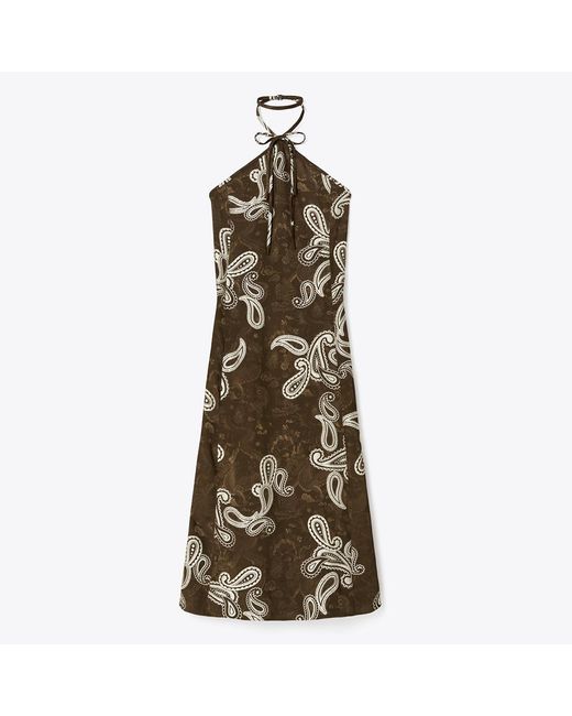 Tory Burch Natural Satin Halter Dress